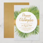 Uitnodiging tot Tropisch Palm Leaf Wedding (Voorkant / Achterkant)