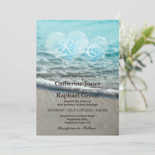 Uitnodiging tot tropisch strandwagentje (Staand voorkant)