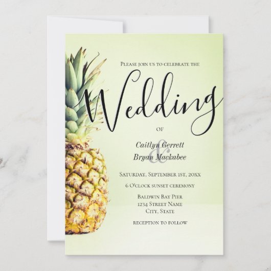 Uitnodiging tot Tropische anananas-bruiloft (Voorkant)