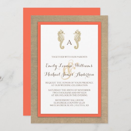 Uitnodiging tot Tropische bruiloft in het strandba (Voorkant / Achterkant)