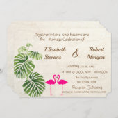 Uitnodiging tot Tropische Flamingos Wedding (Voorkant / Achterkant)