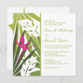 Uitnodiging tot Tropische Floral Wedding - Green e (Voorkant / Achterkant)