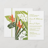 Uitnodiging tot Tropische Floral Wedding - Groen S (Voorkant / Achterkant)