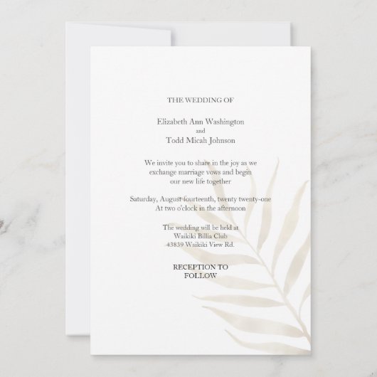 Uitnodiging tot Tropische foto Waterverf bruiloft (Achterkant)