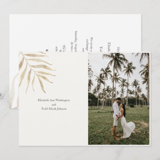 Uitnodiging tot Tropische foto Waterverf bruiloft (Voorkant / Achterkant)