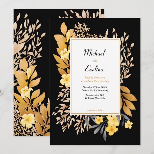 Uitnodiging tot tropische franjangipani-weduwen (Voorkant / Achterkant)