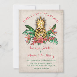 Uitnodiging tot Tropische Golden Pineapple Wedding