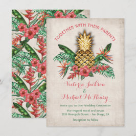 Uitnodiging tot Tropische Golden Pineapple Wedding