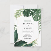 Uitnodiging tot Tropische Monstera Wedding (Voorkant)