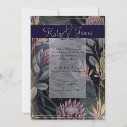 Uitnodiging tot Tropische Nights marine en Gold We (Voorkant)