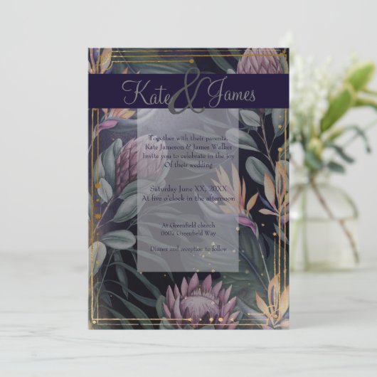 Uitnodiging tot Tropische Nights marine en Gold We (Staand voorkant)