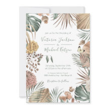 Uitnodiging tot Tropische Oasis Modern Palm leaf W