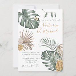 Uitnodiging tot Tropische Oasis Modern Palm leaf W