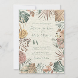 Uitnodiging tot Tropische Oasis Modern Palm leaf W