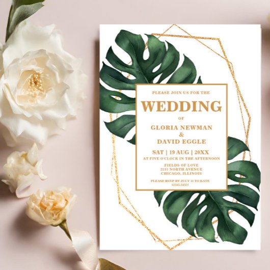 Uitnodiging tot Tropische Palm Leaves Wedding