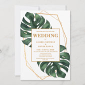 Uitnodiging tot Tropische Palm Leaves Wedding (Voorkant)