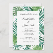 Uitnodiging tot Tropische Palm Leaves Wedding (Voorkant)