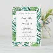 Uitnodiging tot Tropische Palm Leaves Wedding (Staand voorkant)
