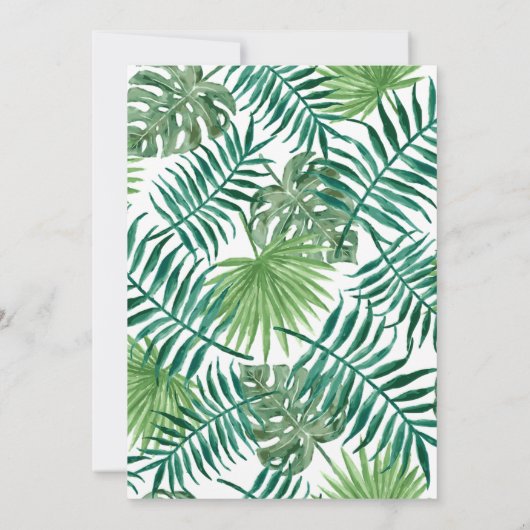 Uitnodiging tot Tropische Palm Leaves Wedding (Achterkant)