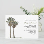 Uitnodiging tot tropische palmbomen voor weddensch (Staand voorkant)