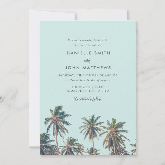 Uitnodiging tot tropische palmbomen voor weduwen (Voorkant)