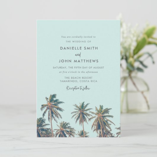 Uitnodiging tot tropische palmbomen voor weduwen (Staand voorkant)