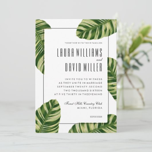 Uitnodiging tot tropische palmbomen voor weduwen (Staand voorkant)