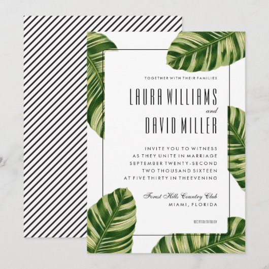 Uitnodiging tot tropische palmbomen voor weduwen (Voorkant / Achterkant)