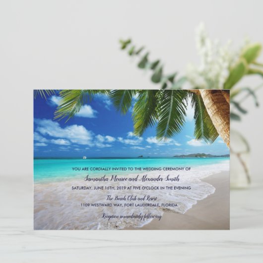 Uitnodiging tot tropische palmbomen voor weduwen (Staand voorkant)