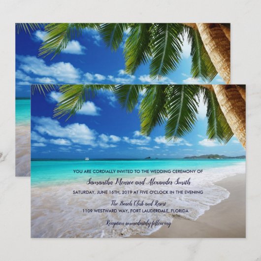 Uitnodiging tot tropische palmbomen voor weduwen (Voorkant / Achterkant)