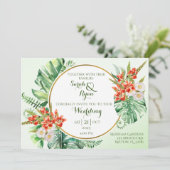Uitnodiging tot Tropische Ring Wedding met Details (Staand voorkant)