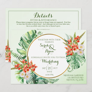 Uitnodiging tot Tropische Ring Wedding met Details