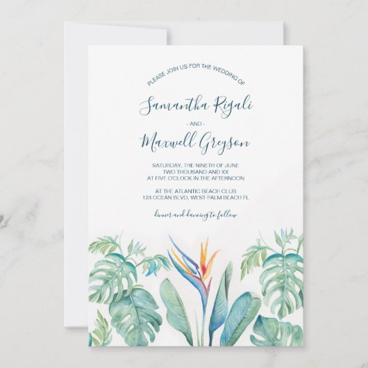 Uitnodiging tot Tropische Waterverf (Voorkant)