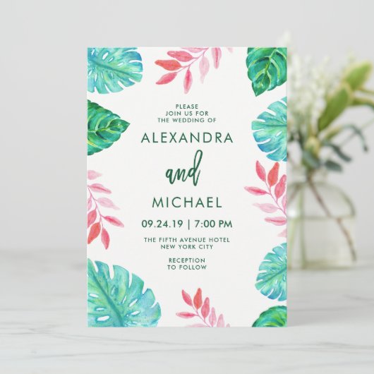 Uitnodiging tot Tropische Waterverf (Staand voorkant)