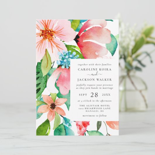 Uitnodiging tot Tropische Waterverf (Staand voorkant)