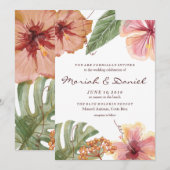 Uitnodiging tot Tropische Waterverf bestemming bru (Voorkant / Achterkant)