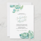 Uitnodiging tot Tropische Waterverf Greenery Weddi (Voorkant)