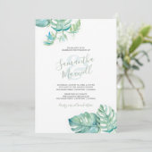 Uitnodiging tot Tropische Waterverf Greenery Weddi (Staand voorkant)