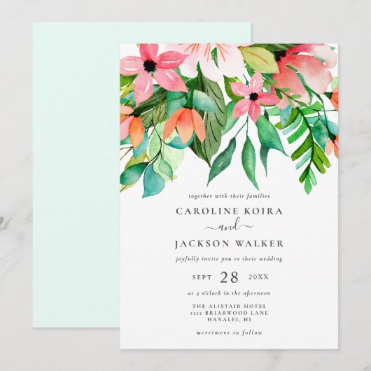 Uitnodiging tot tropische weddenschappen (Voorkant / Achterkant)