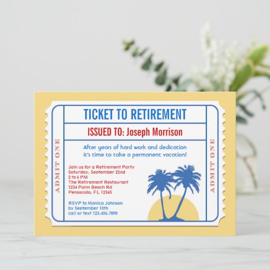 Uitnodiging tot uitboeking op ticketstijl (Staand voorkant)