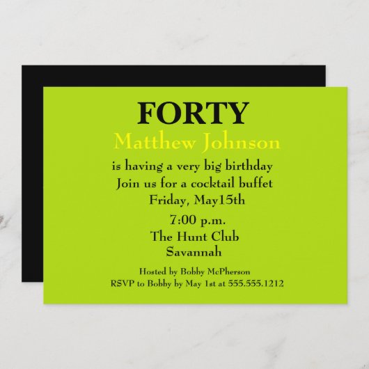 Uitnodiging tot uitnodiging voor verrassingsveerti (Voorkant / Achterkant)