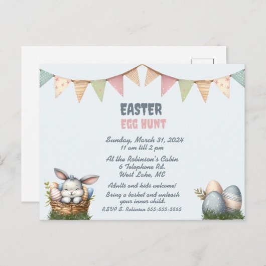 Uitnodiging tot uitnoeping Easter Egg Hunt (Voorkant / Achterkant)