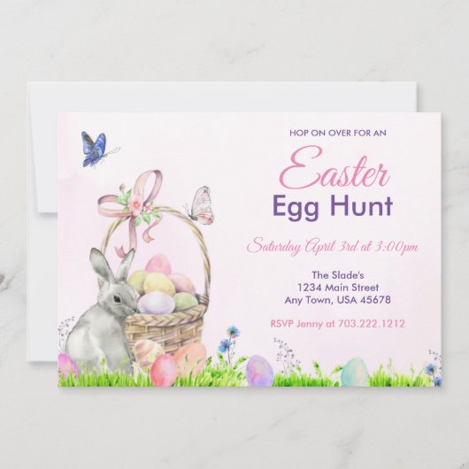 Uitnodiging tot uitnoeping Easter Egg Hunt (Voorkant)