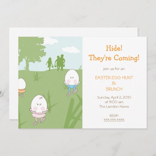 Uitnodiging tot uitnoeping Easter Egg Hunt (Voorkant / Achterkant)