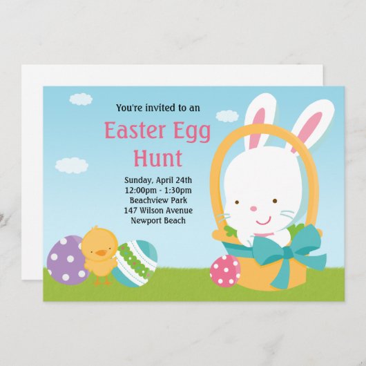 Uitnodiging tot uitnoeping Easter Egg Hunt (Voorkant / Achterkant)