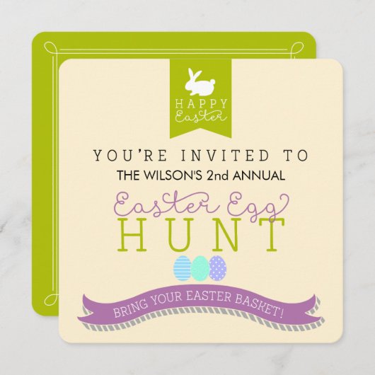 Uitnodiging tot uitnoeping Easter Egg Hunt (Voorkant / Achterkant)