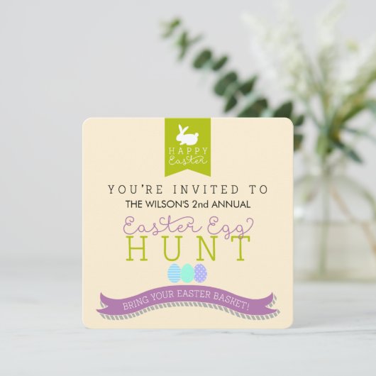 Uitnodiging tot uitnoeping Easter Egg Hunt (Staand voorkant)