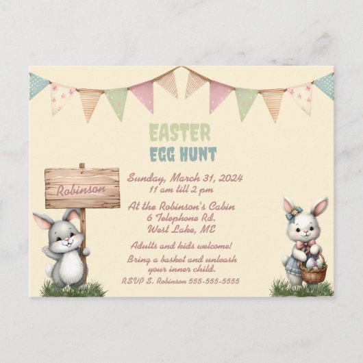 Uitnodiging tot uitnoeping Easter Egg Hunt (Voorkant)