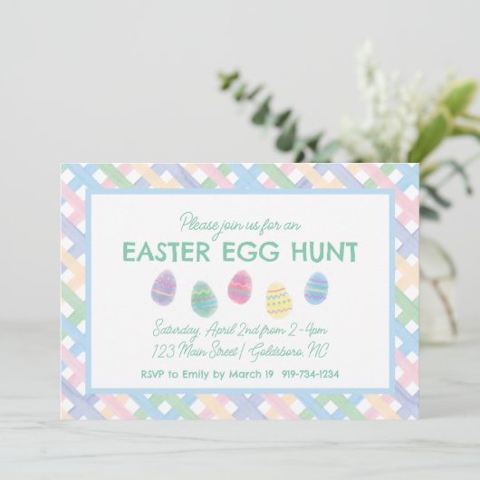 Uitnodiging tot uitnoeping Easter Egg Hunt (Staand voorkant)