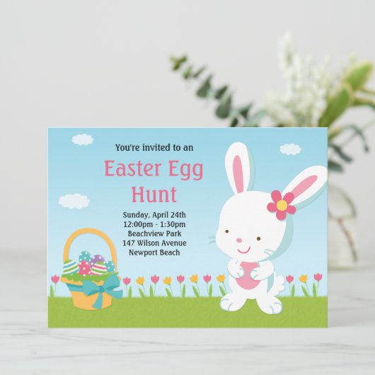 Uitnodiging tot uitnoeping Easter Egg Hunt (Staand voorkant)